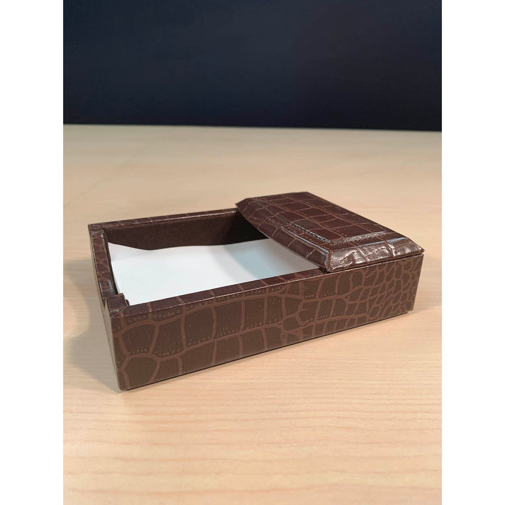 Brown Crocodile Embossed Leather Desk Set S6942