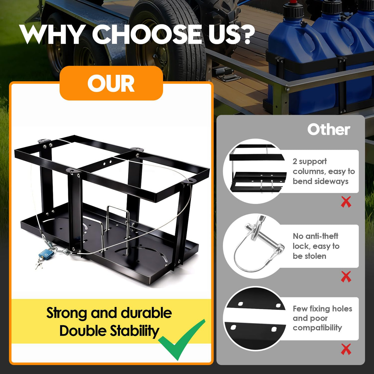 Gas Can Holder with Locking Strap H5298
