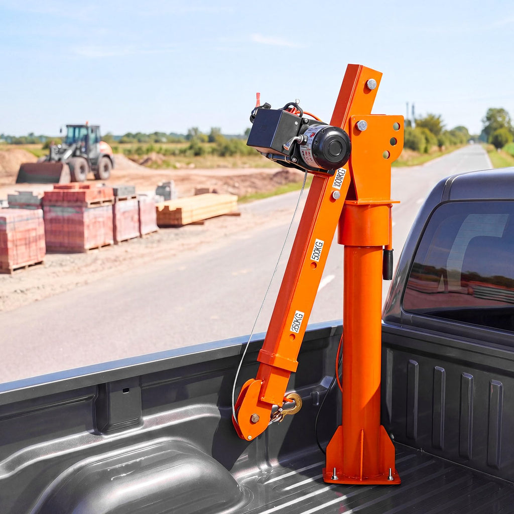Electric Truck Crane with 12V Electric Winch and 360° Rotating Telescopic Boom F227