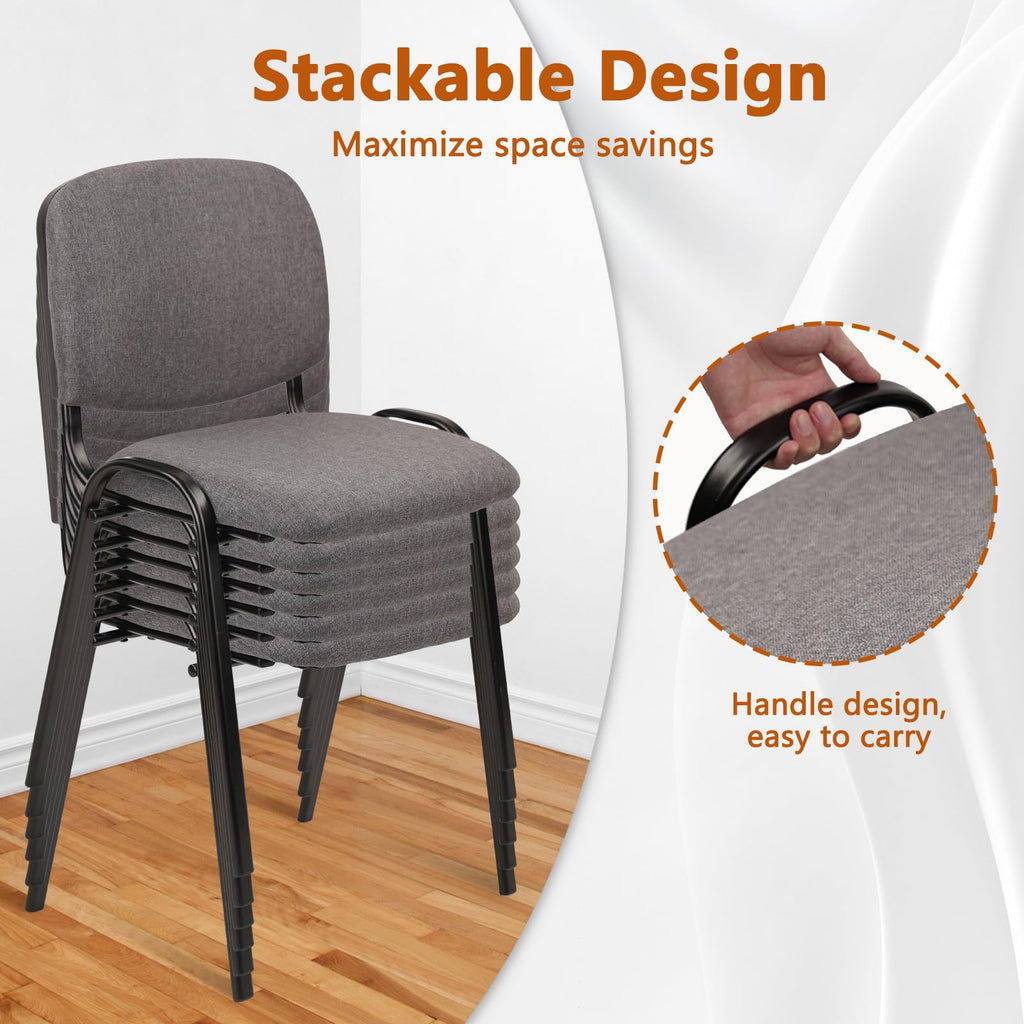 Set of 5 Grey Fabric Stackable Chairs Metal Frame T672874