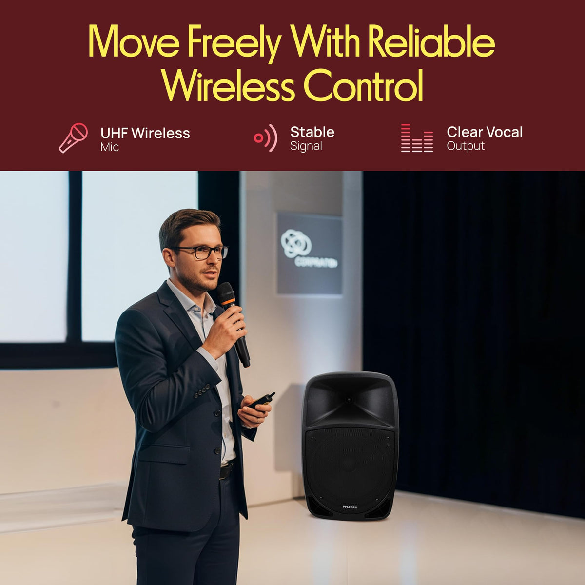 1200W Portable Bluetooth PA Speaker with Subwoofer and Wireless Microphone L37864