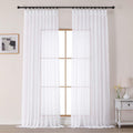 White Sheer Pinch Pleated Curtains 96 Inches 2 Panels H5131