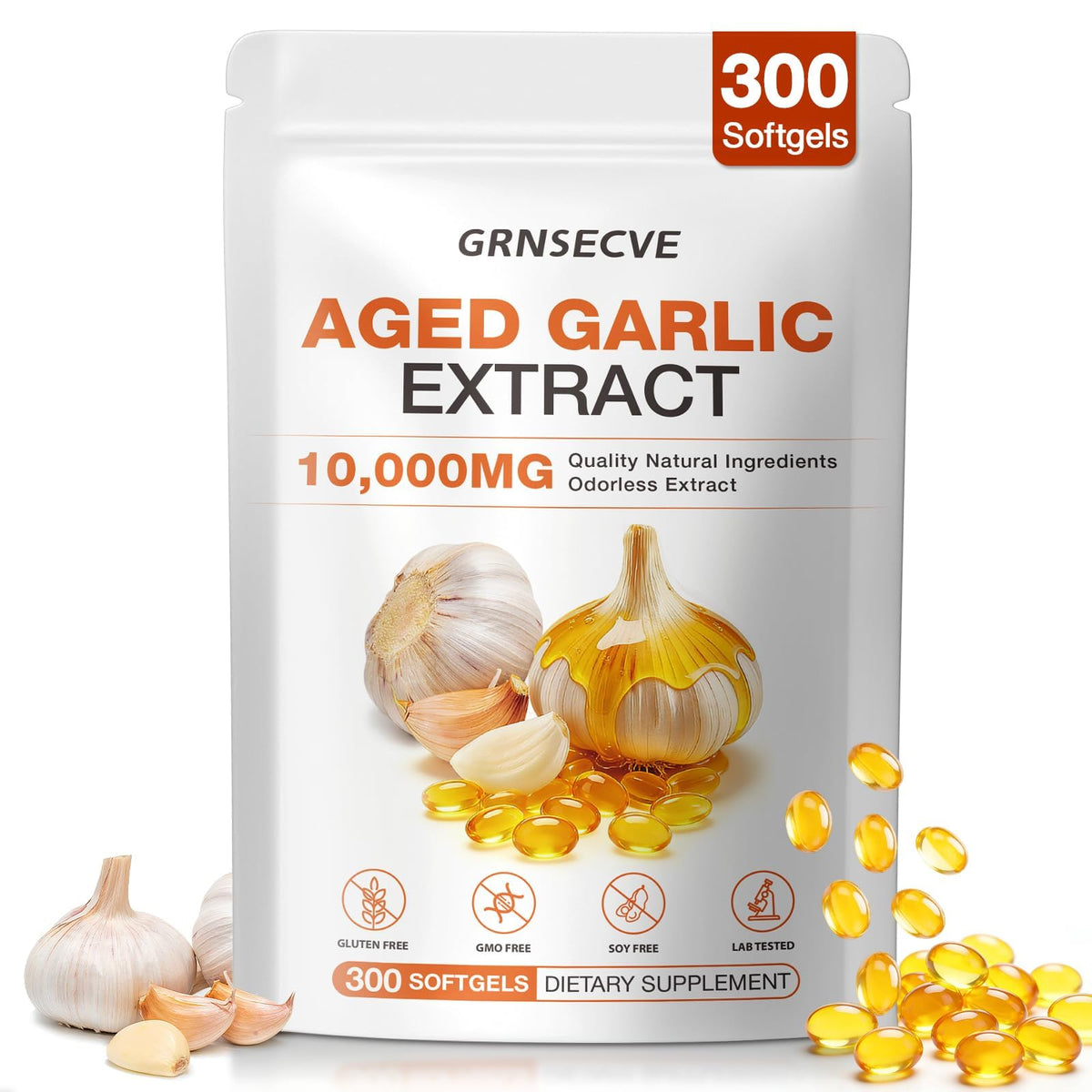 Odorless Garlic Capsules 10,000mg 300 Softgels O9392