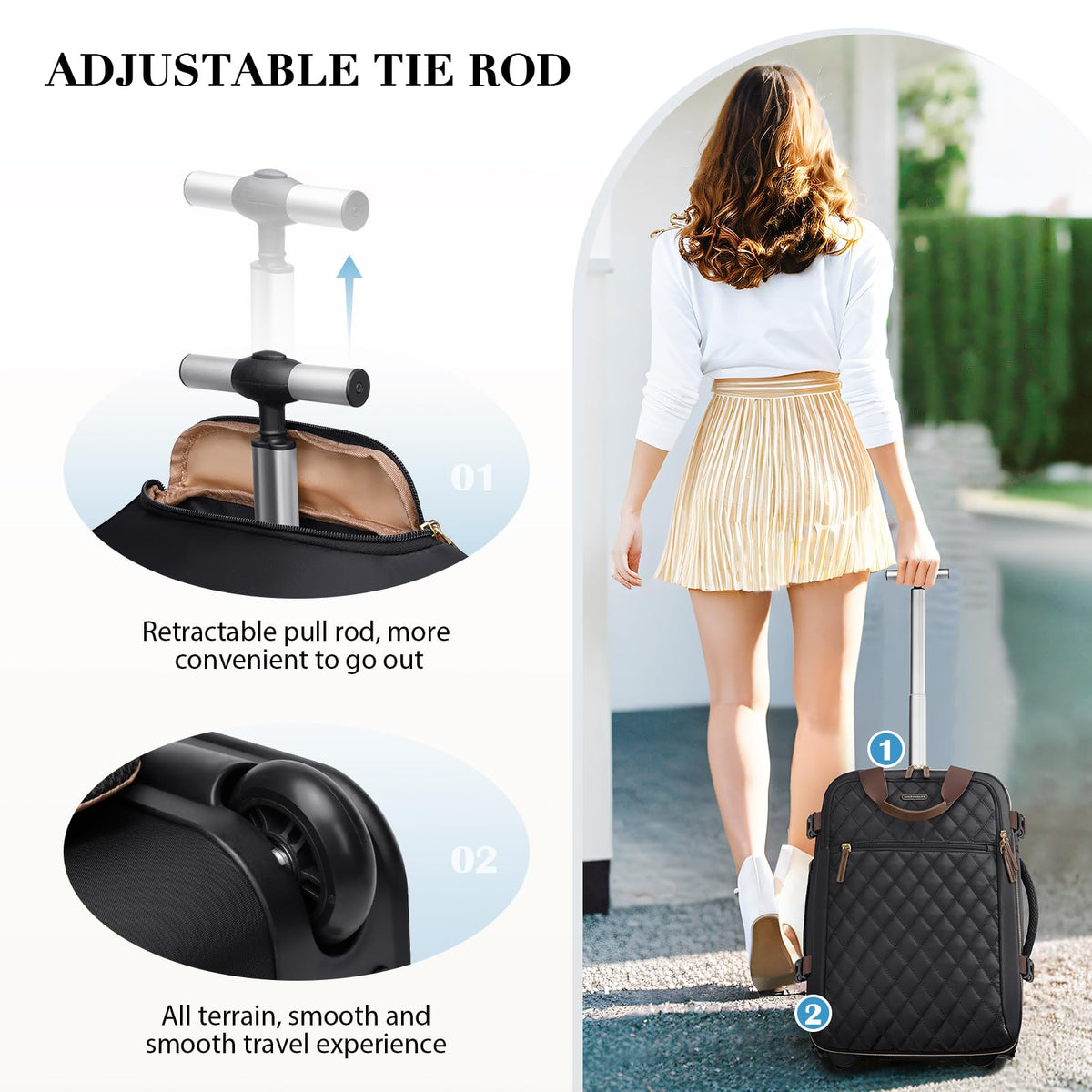 Black Rolling Laptop Backpack with Wheels O330