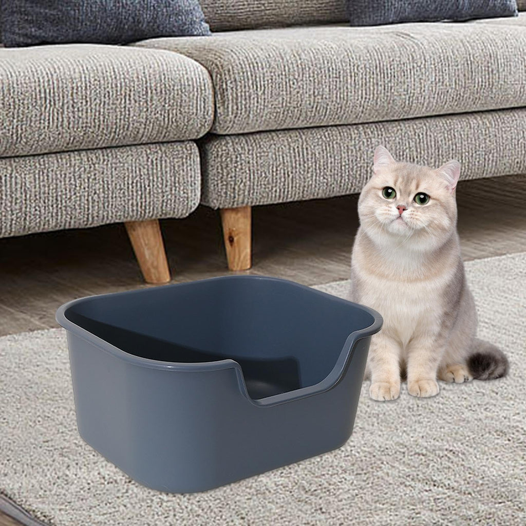 Open Top Cat Litter Tray with High Sides, Gray R6151