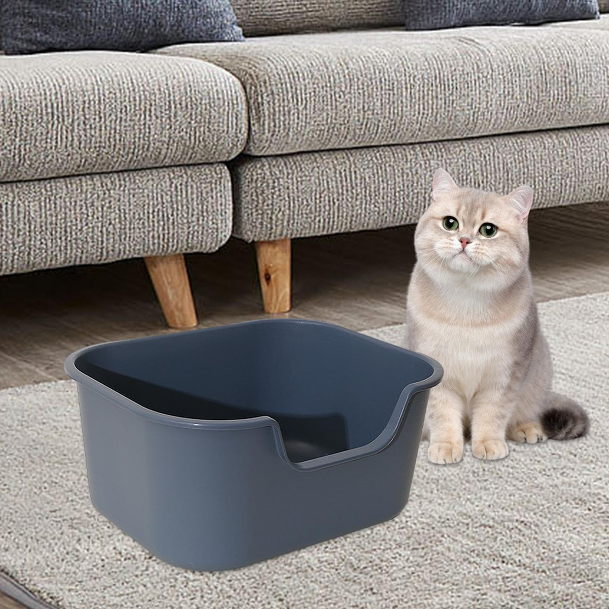 Open Top Cat Litter Tray with High Sides, Gray R6151