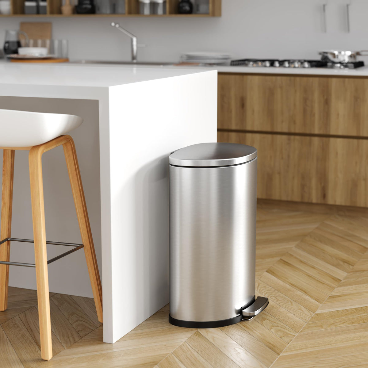 13.2 Gallon Stainless Steel Step Trash Can H477