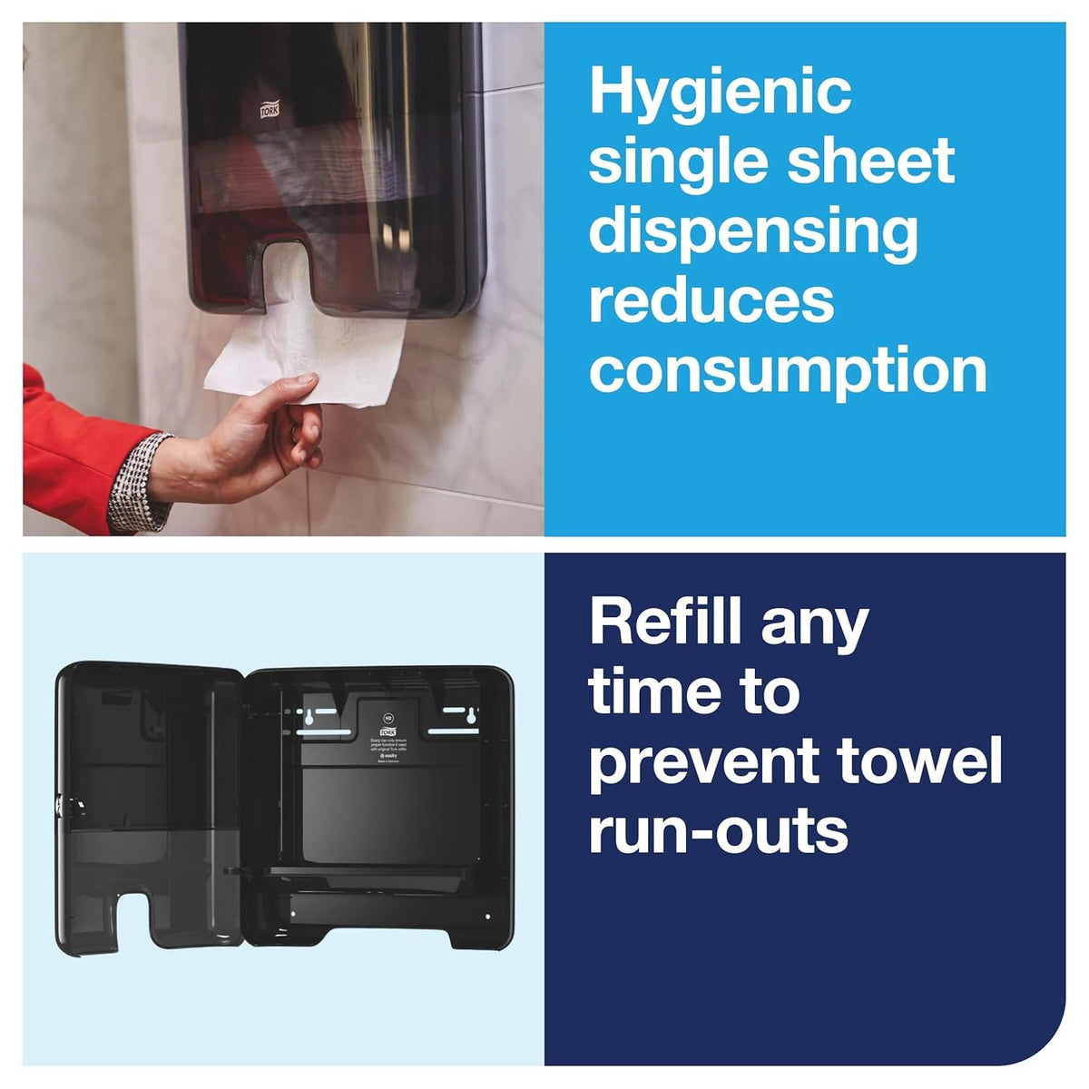 Black Multifold Hand Towel Dispenser and Natural Recycled Hand Towels L4346