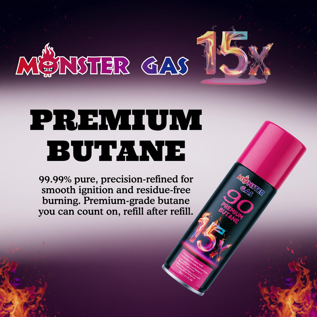 15x Ultra-Pure Butane Fuel Canisters 90ml Q468