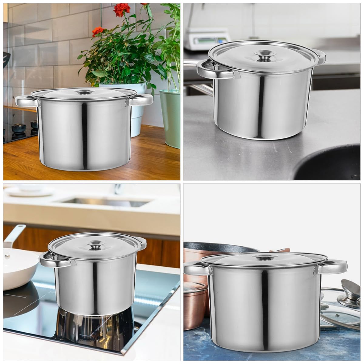 Stainless Steel Double Handle Soup Pot with Lid F19118