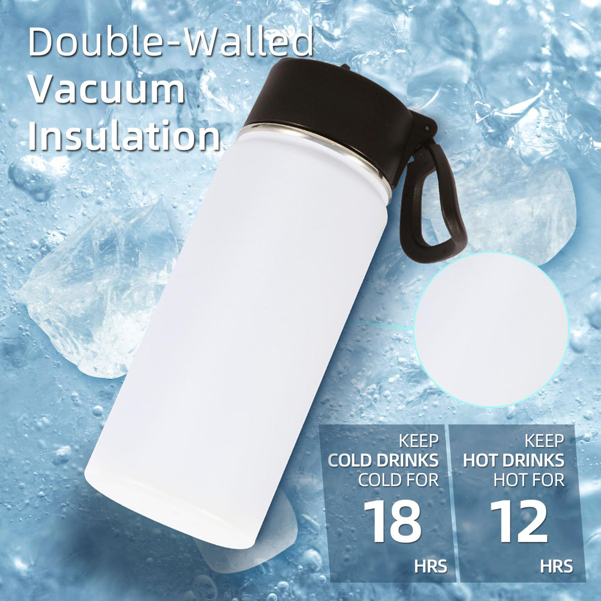16 OZ Insulated Stainless Steel Kids Water Bottle 8 Pack with Straw Lid A50200