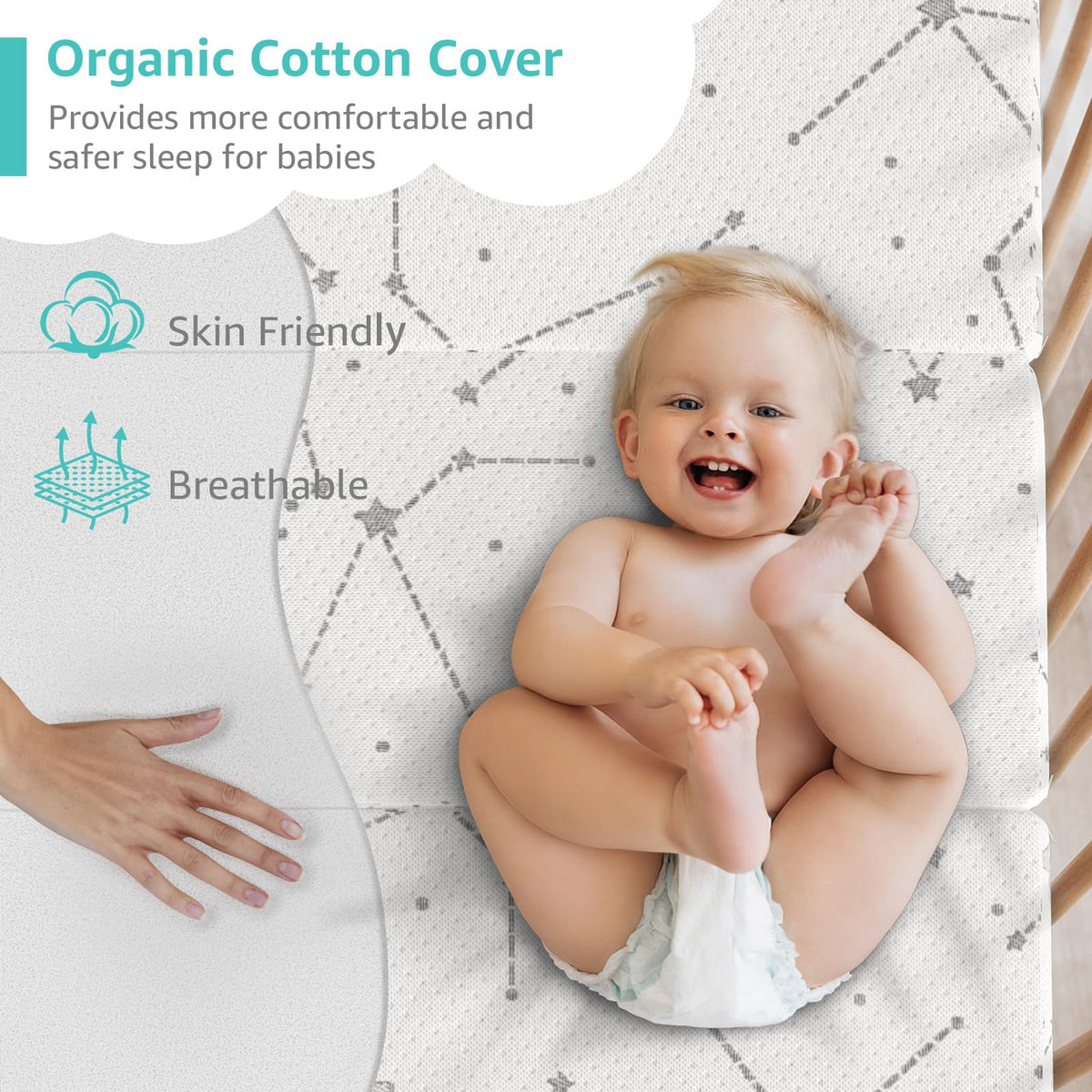 Organic Cotton Trifold Pack and Play Mattress Pad R354585