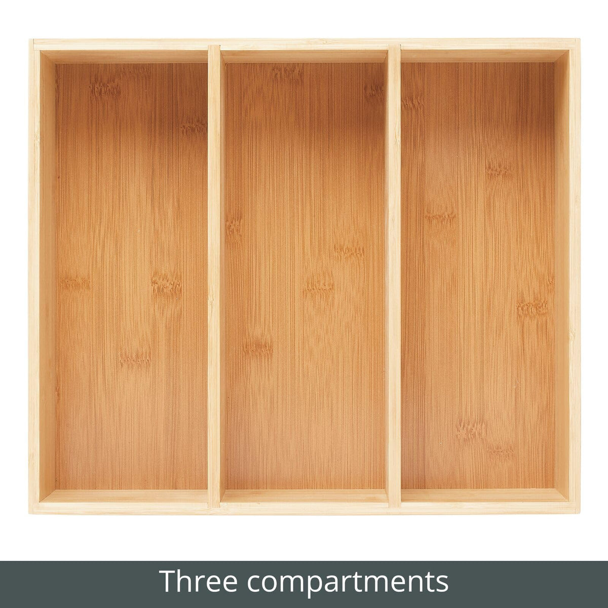 Bamboo 3 Section Stackable Pantry Organizer Bin, 2 Pack D680