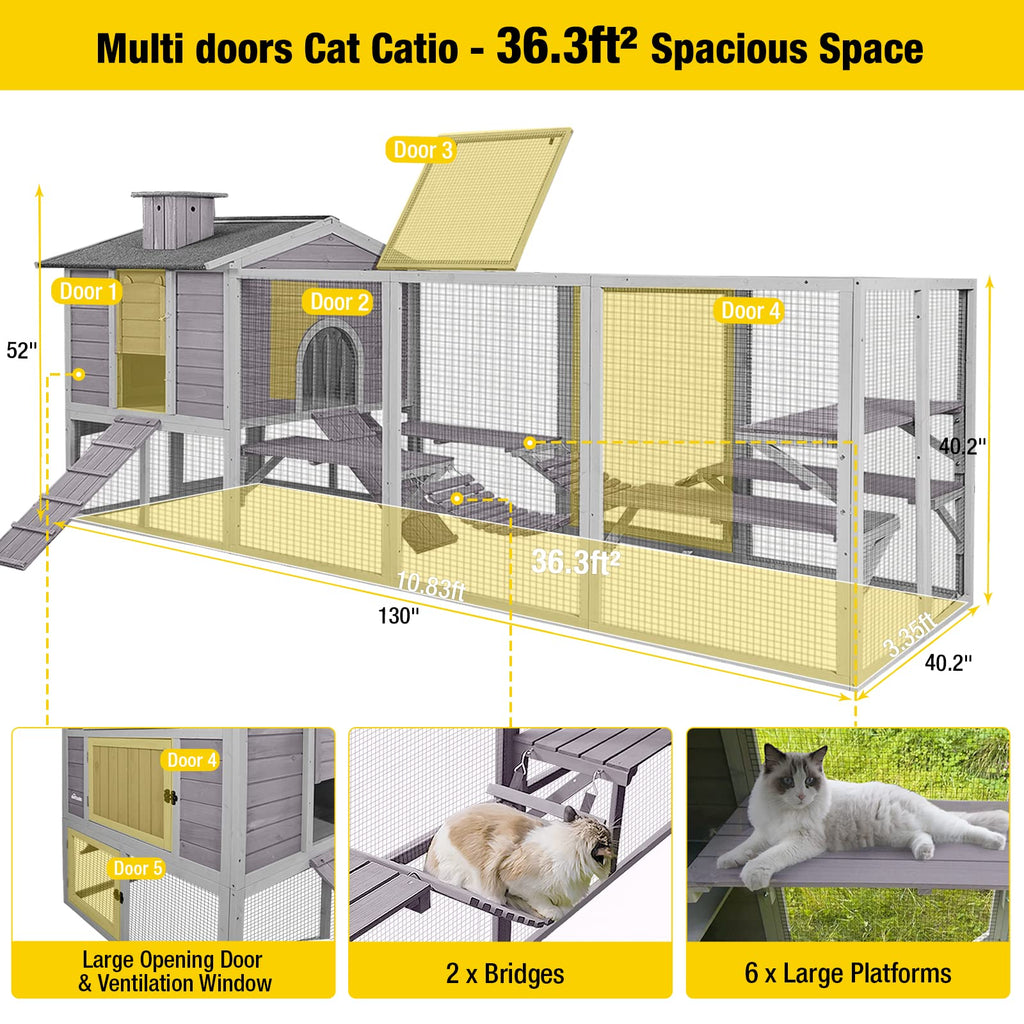 Large Outdoor Cat Enclosure with Platforms O94519