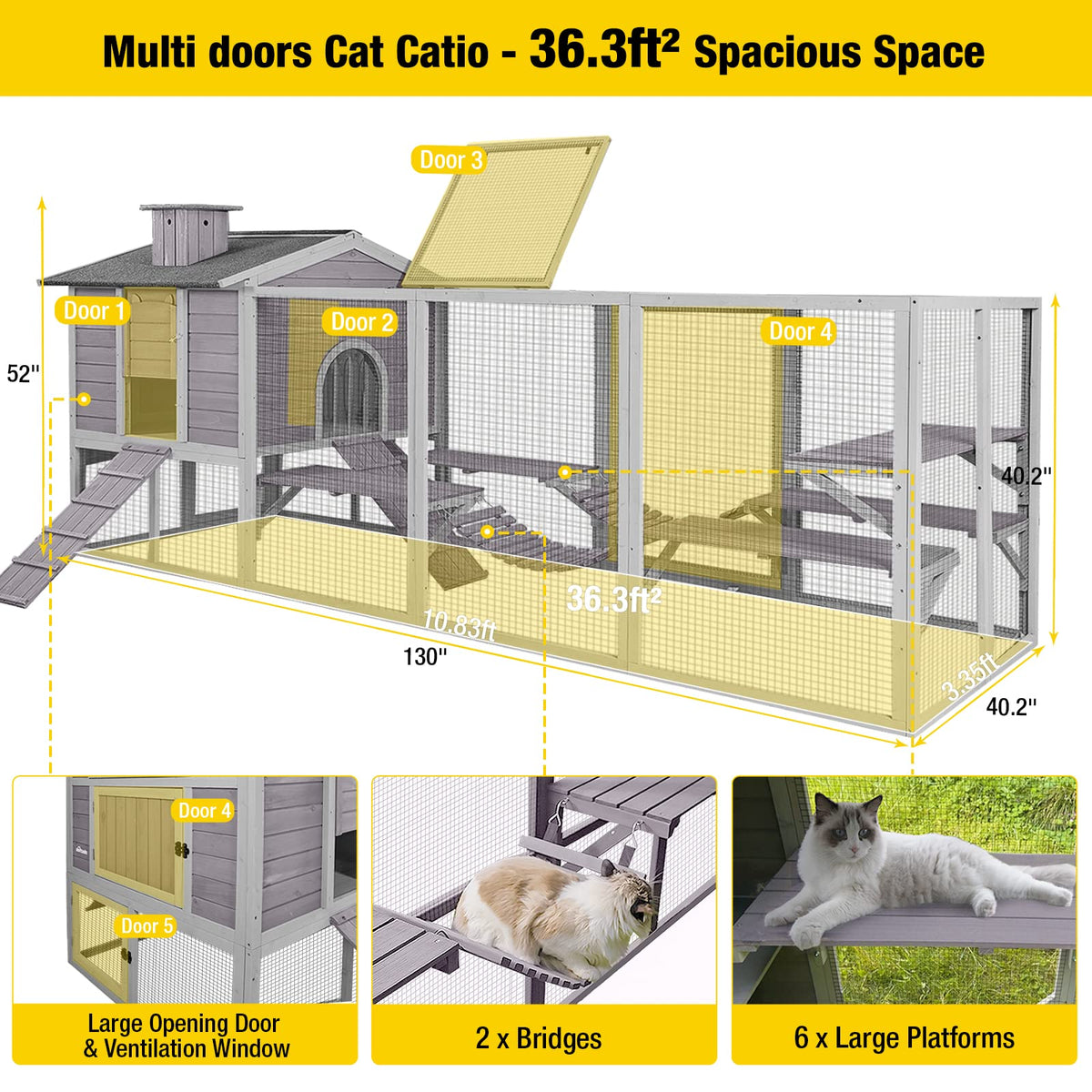 Large Outdoor Cat Enclosure with Platforms O94519