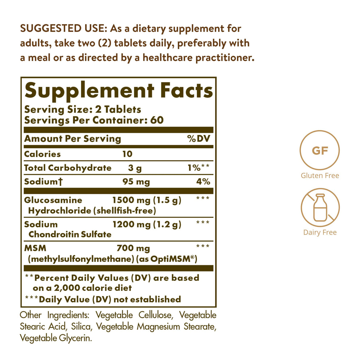 120 Tablets Glucosamine Chondroitin MSM U9068