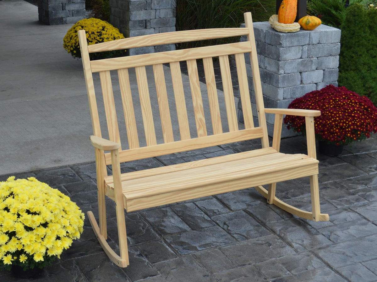 51 Inch Unfinished Pine Wood Double Rocking Chair Z52422