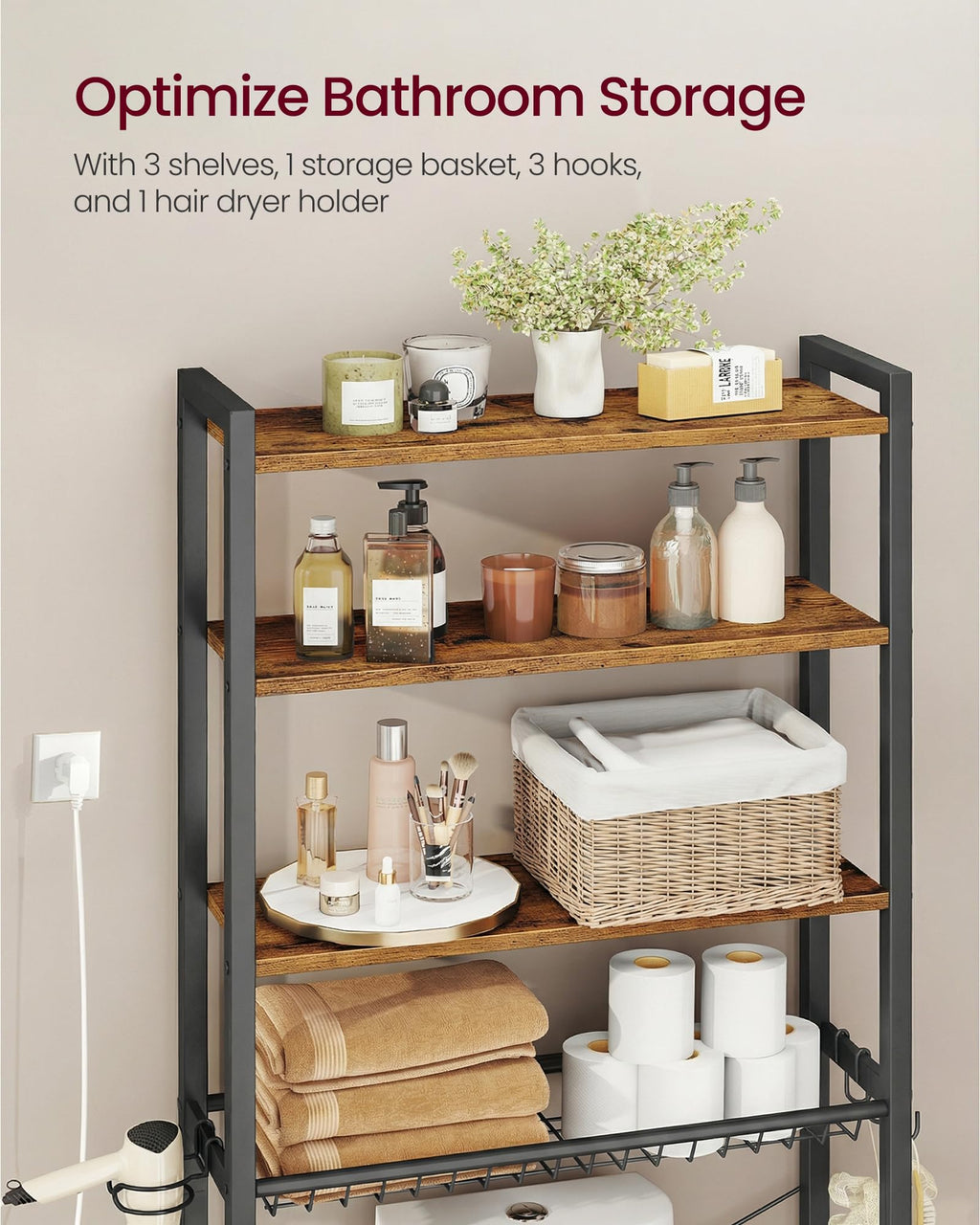 4-Tier Over the Toilet Storage with Basket Z4251