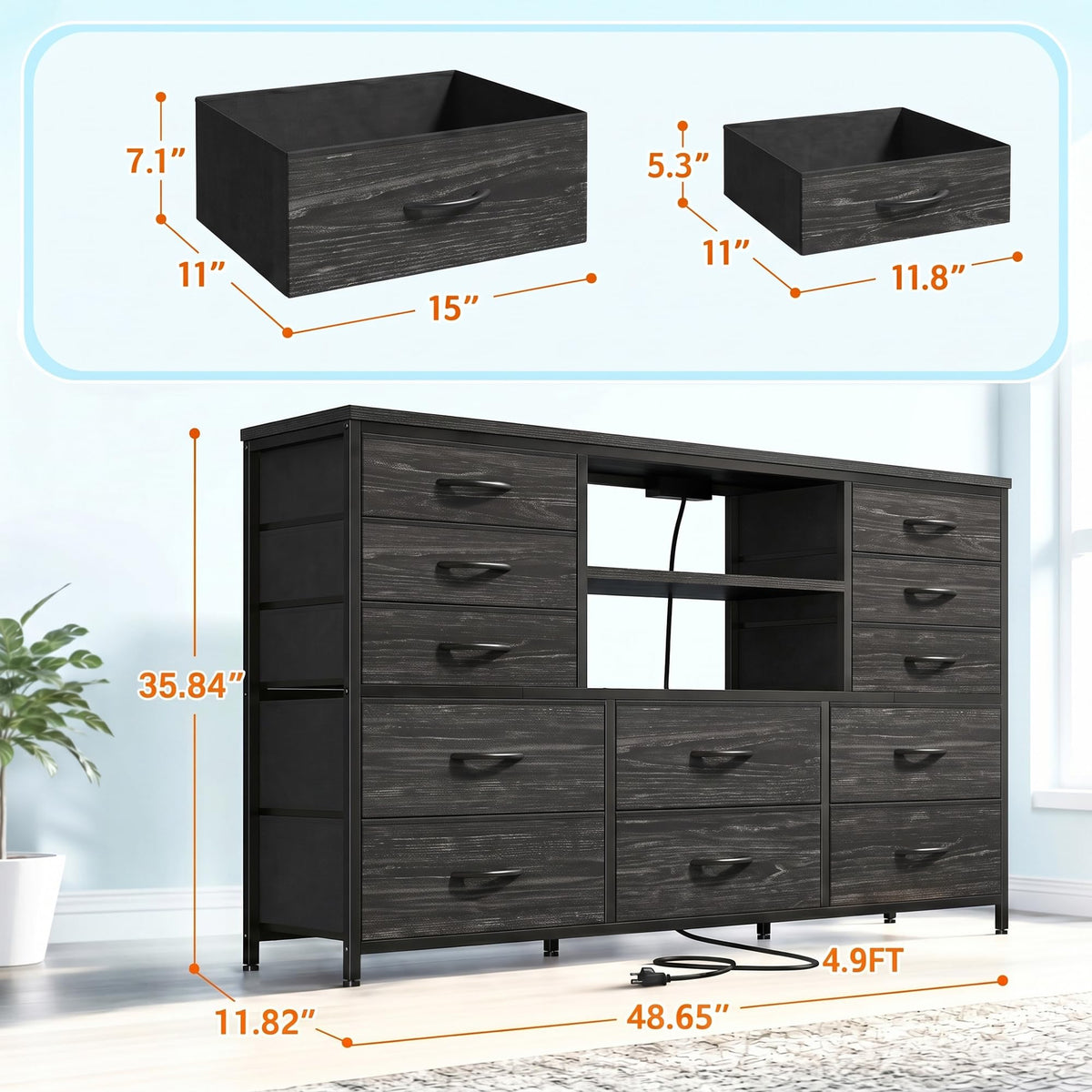 Black Wood Grain Dresser G7862
