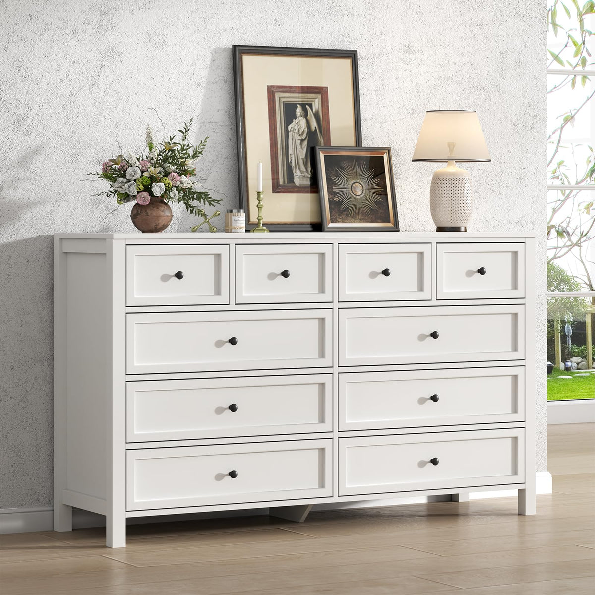 White 10 Drawers Dresser J8631