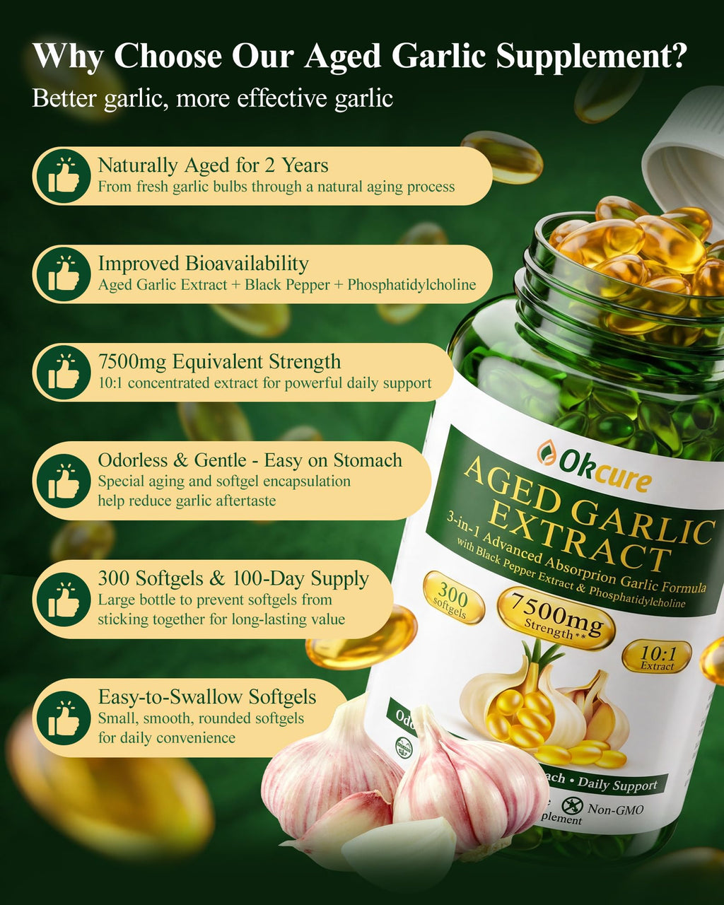 Odorless Garlic Supplement 300 Softgels G418