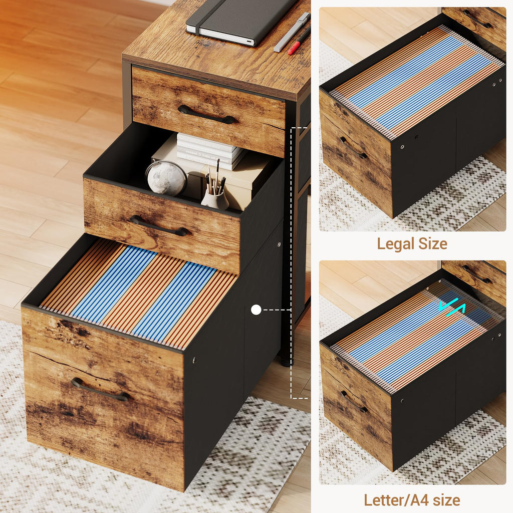 64.5" Reversible L Shaped Office Desk with Storage Drawers Y913451