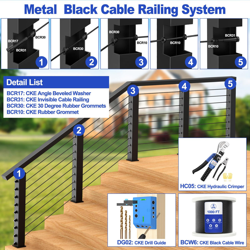 1000FT 1/8" Black T316 Stainless Steel Cable S826050
