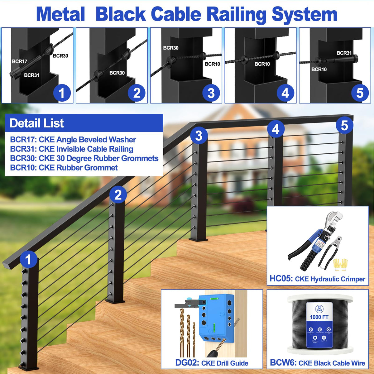 1000FT 1/8" Black T316 Stainless Steel Cable S826050