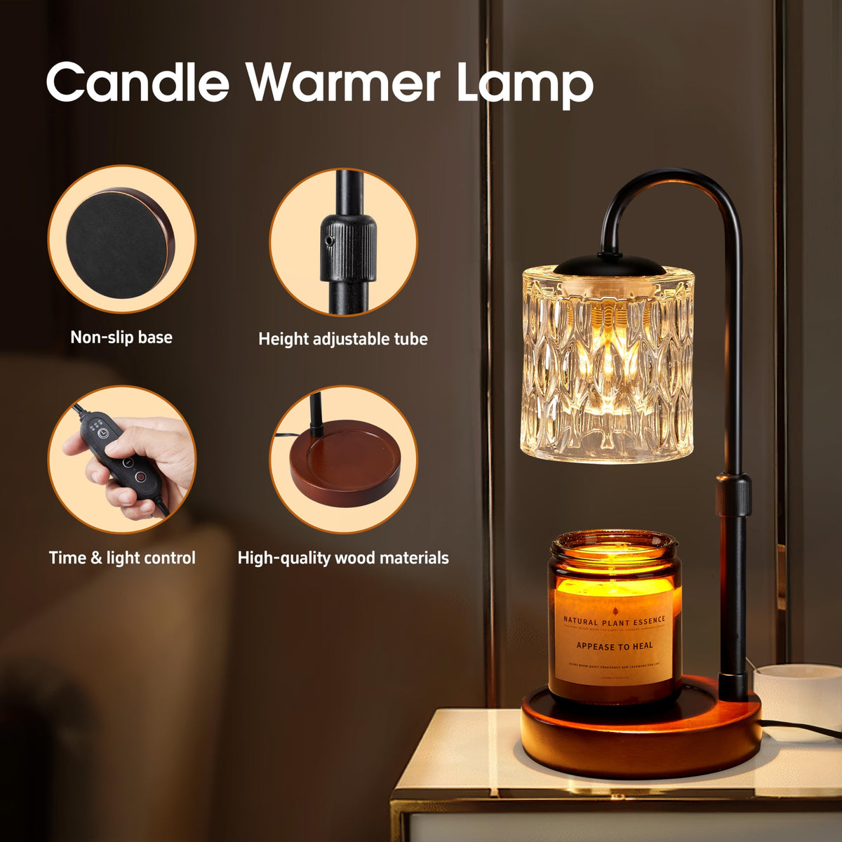 Dimmable Height Adjustable Candle Warmer Lamp with Timer Z260