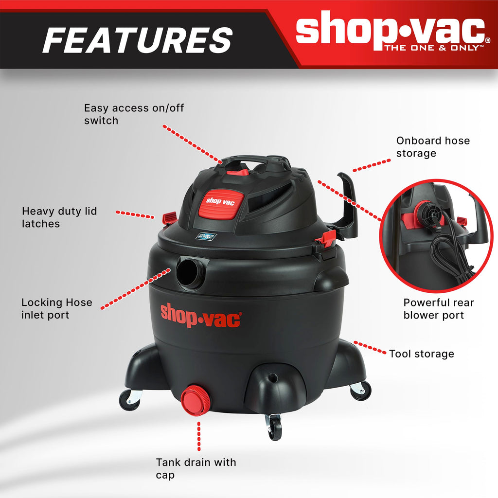 16 Gallon 6.5 Peak HP Wet/Dry Vac with Blower I24812