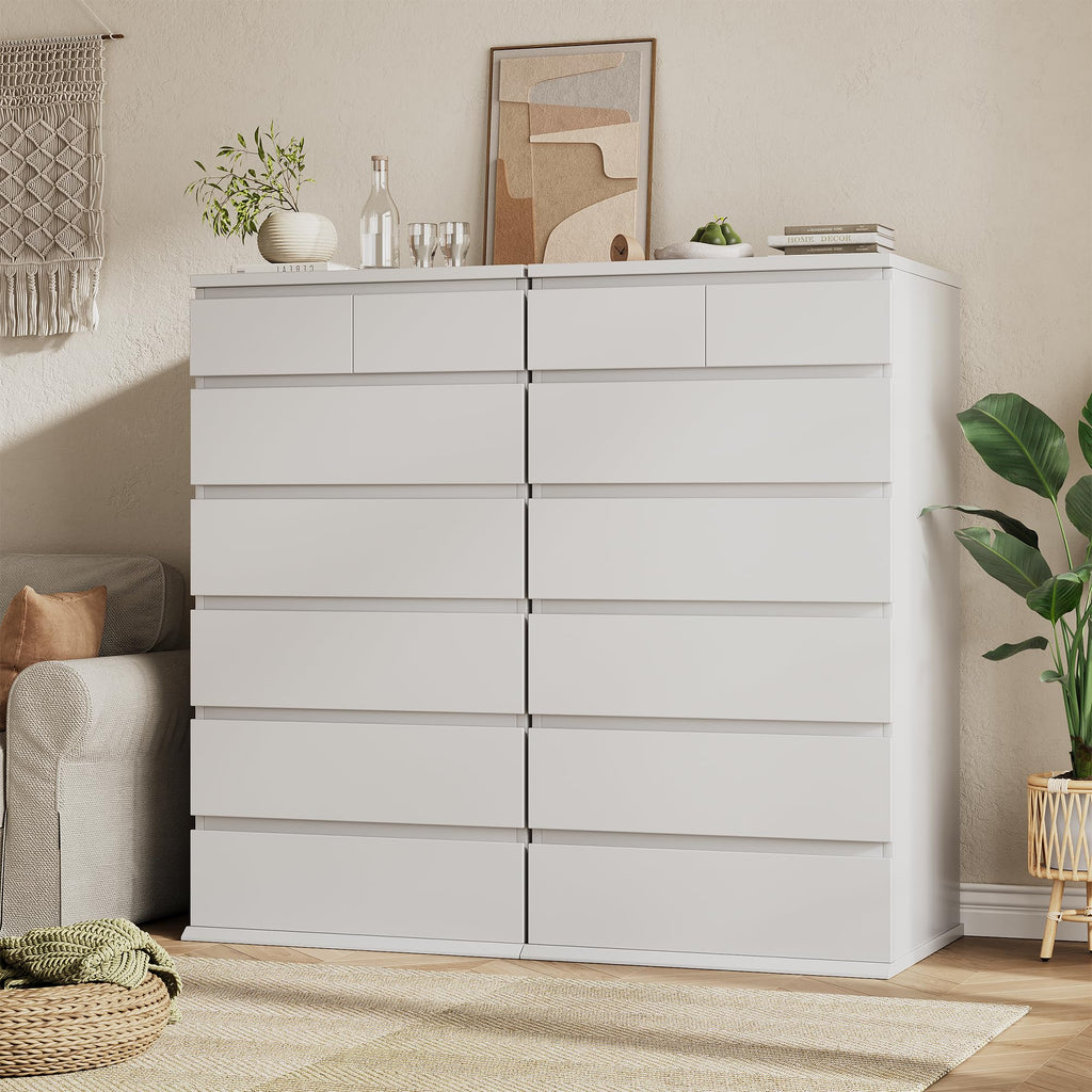 White Tall 7 Drawer Wood Dresser T2411