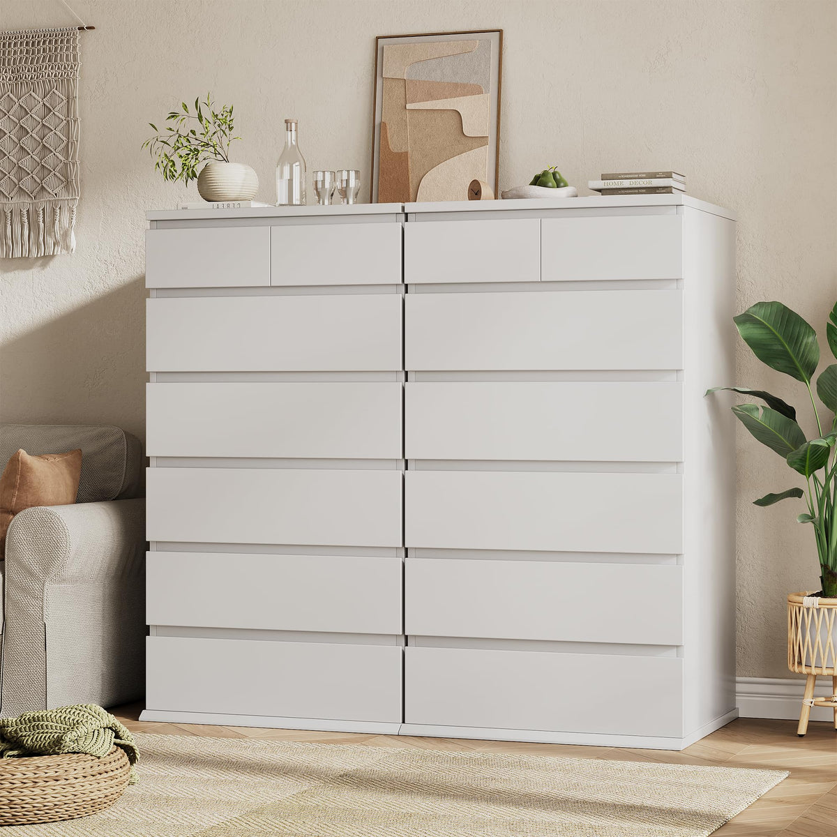 White Tall 7 Drawer Wood Dresser T2411
