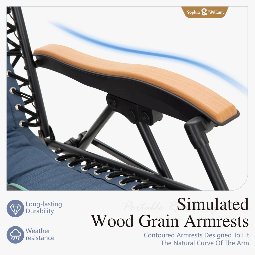 Blue Padded Zero Gravity Chair Set of 2 E198