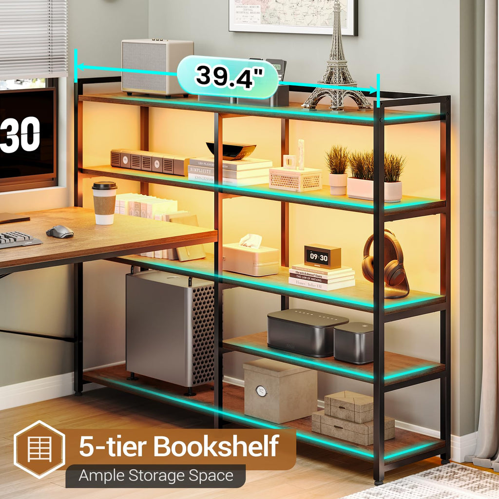 64.5" Reversible L Shaped Office Desk with Storage Drawers Y913451