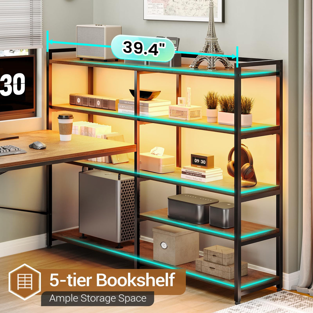 64.5" Reversible L Shaped Office Desk with Storage Drawers Y913451