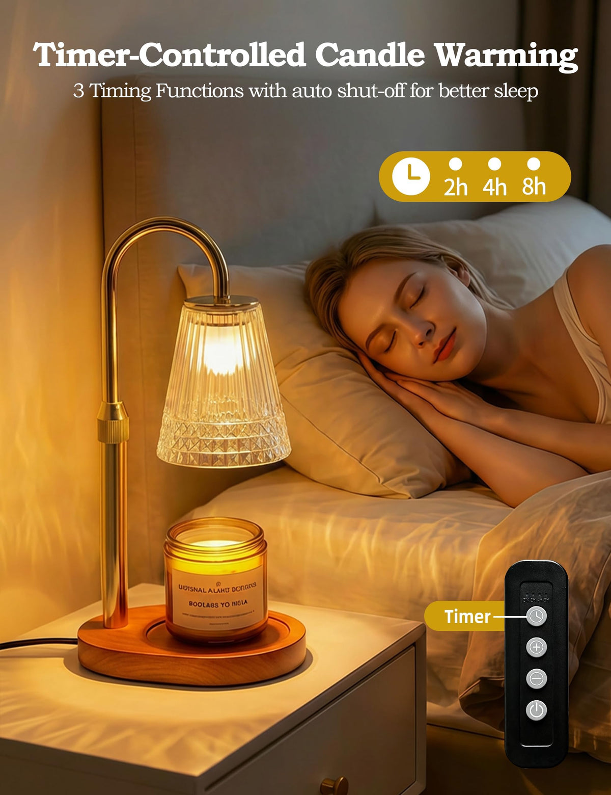 Dimmable Height Adjustable Candle Warmer Lamp with Timer K7718