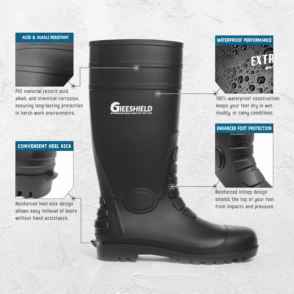 PVC Waterproof Slip-Resistant Rubber Tall Knee Boots X285306
