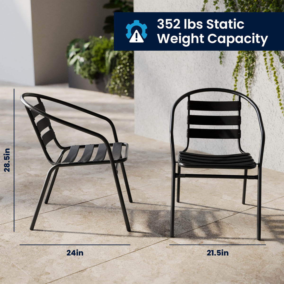 Black Set of 4 Stacking Outdoor Chairs P339