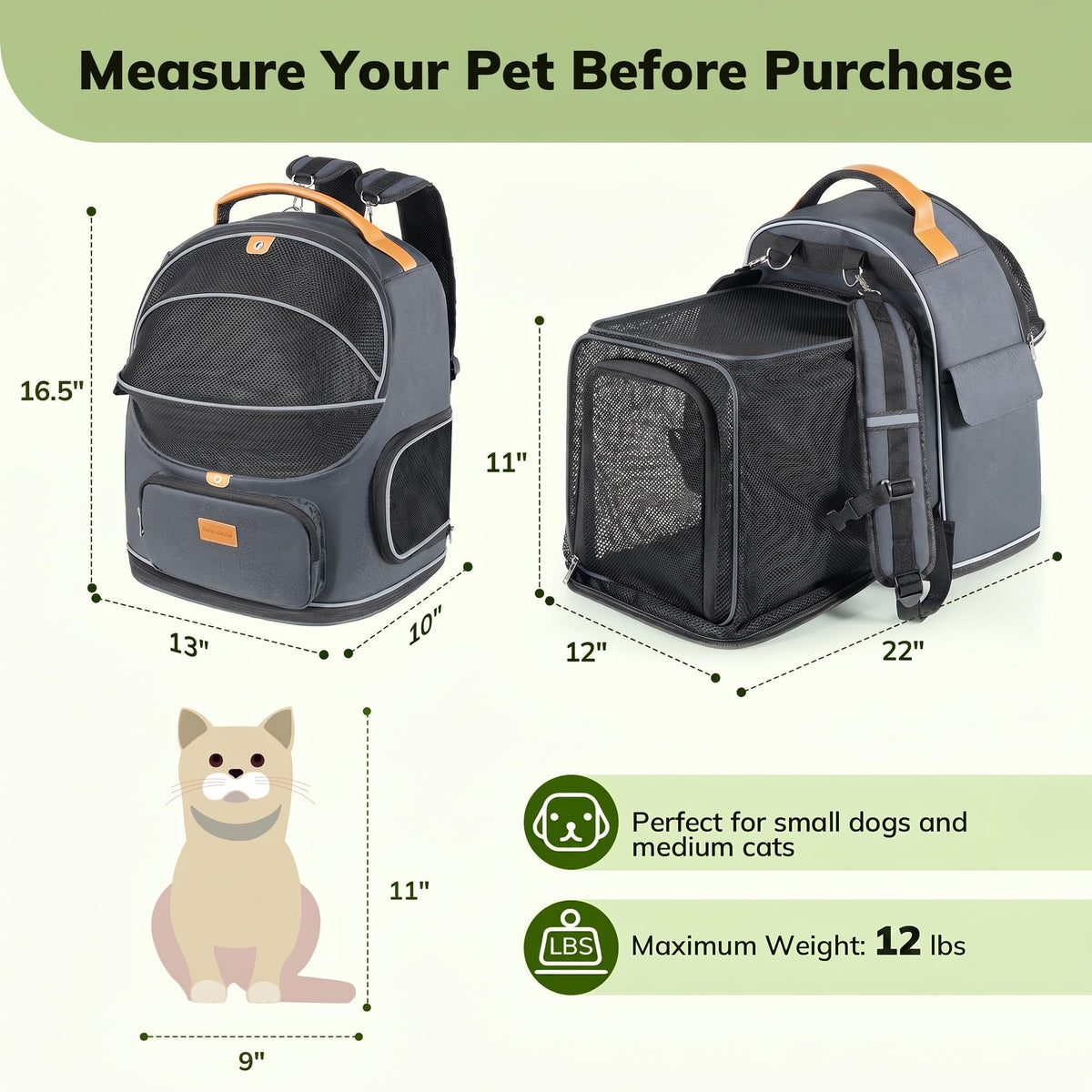 Expandable Cat Carrier Backpack L61224