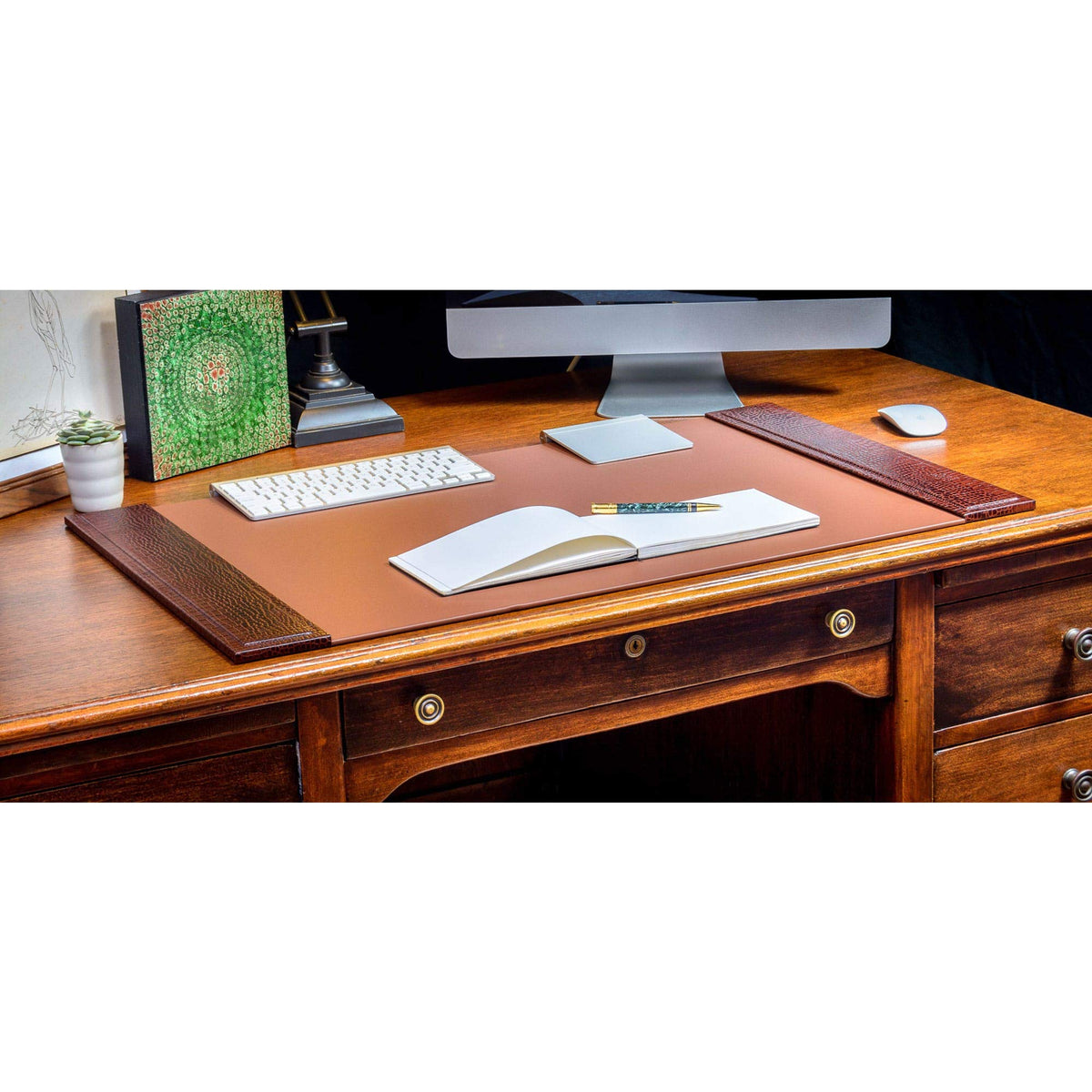 Brown Crocodile Embossed Leather Desk Set S6942