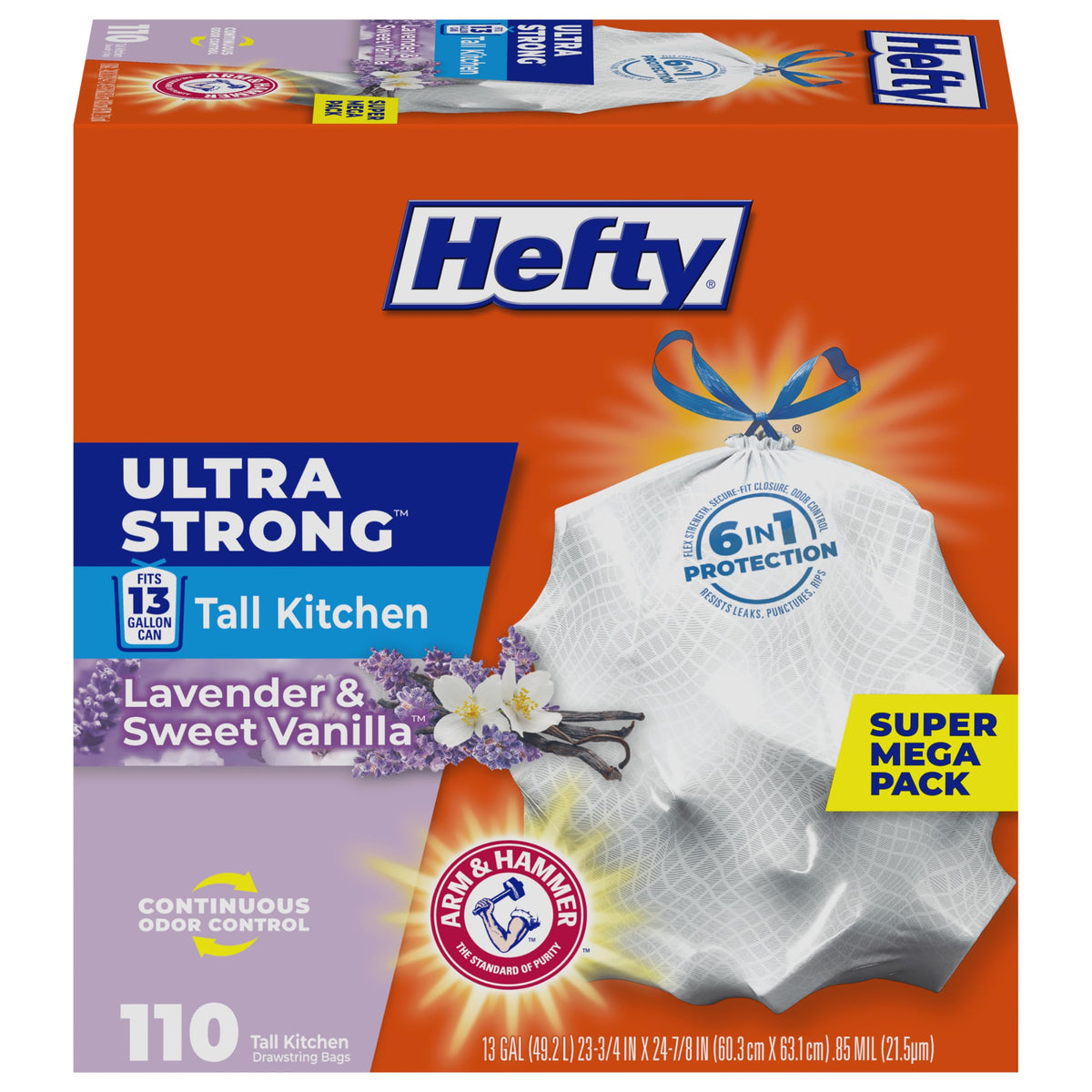 13 Gal Lavender Vanilla Kitchen Trash Bags W9201