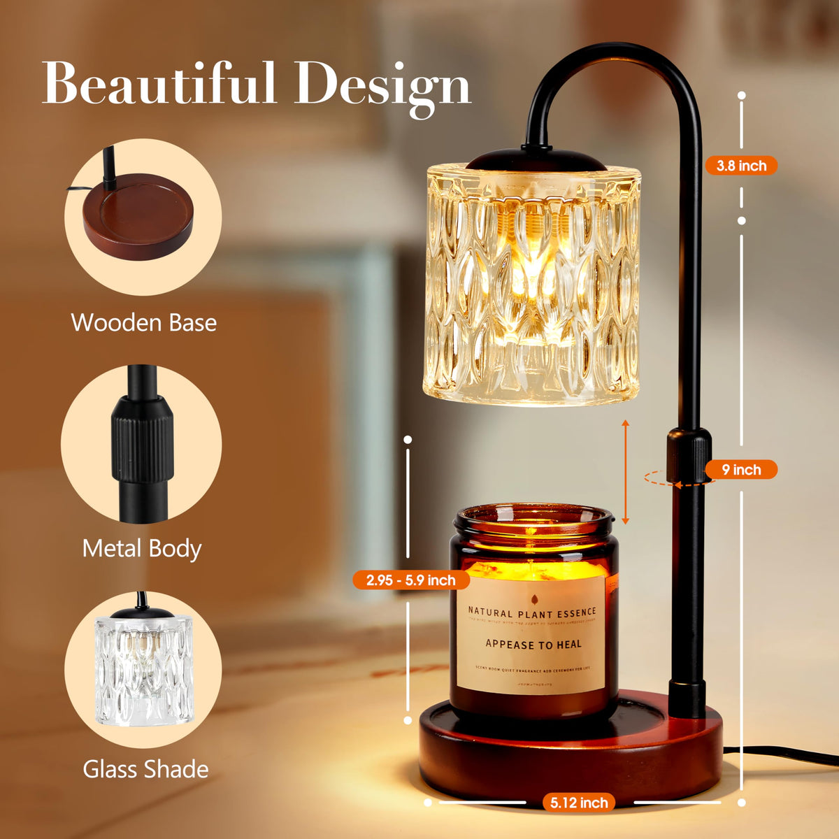 Dimmable Height Adjustable Candle Warmer Lamp with Timer Z260