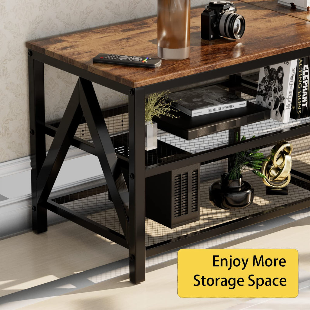 63" TV Stand with 3-Tier Storage Shelves E2338