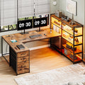 64.5" Reversible L Shaped Office Desk with Storage Drawers Y913451