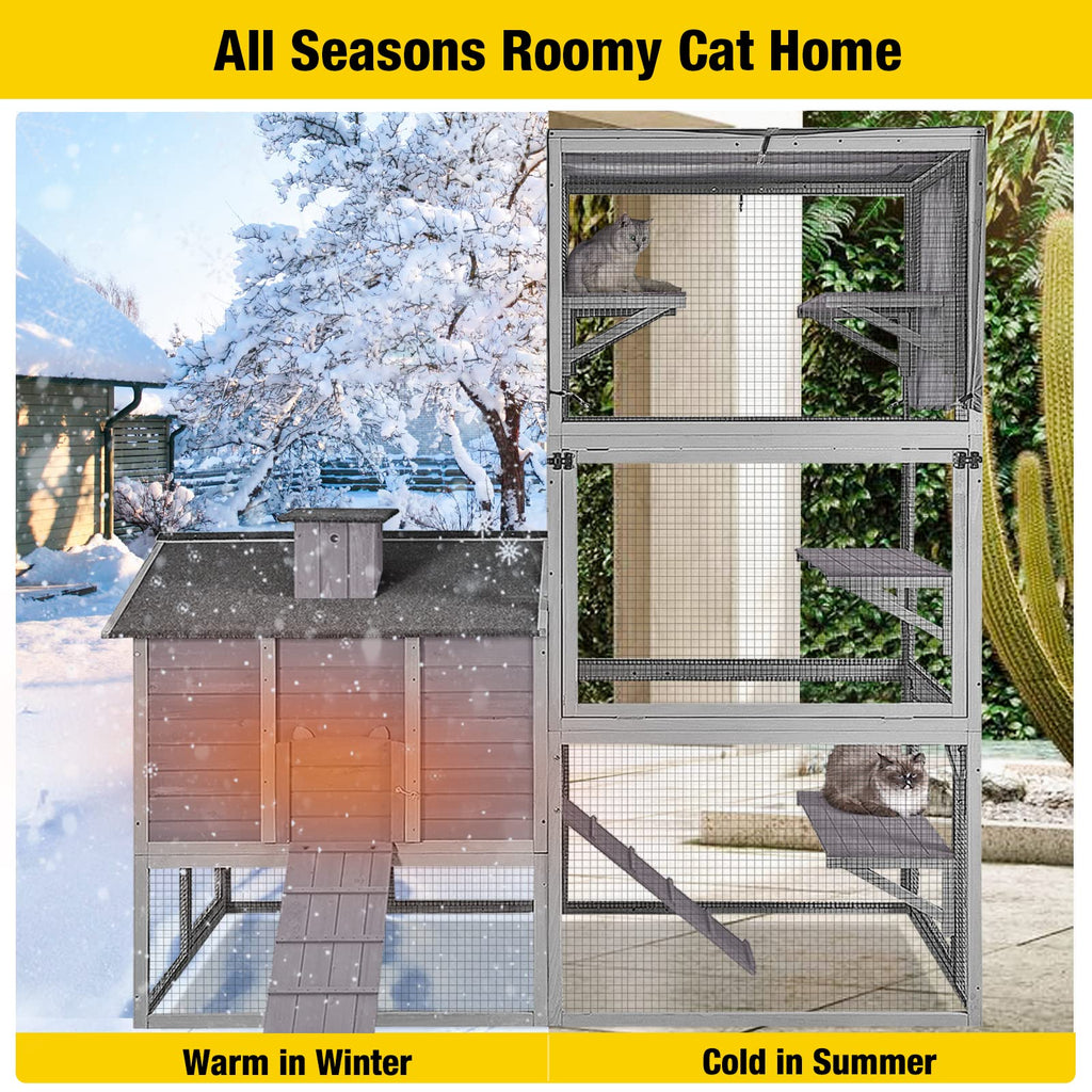 Large Outdoor Cat Enclosure with Platforms O94519