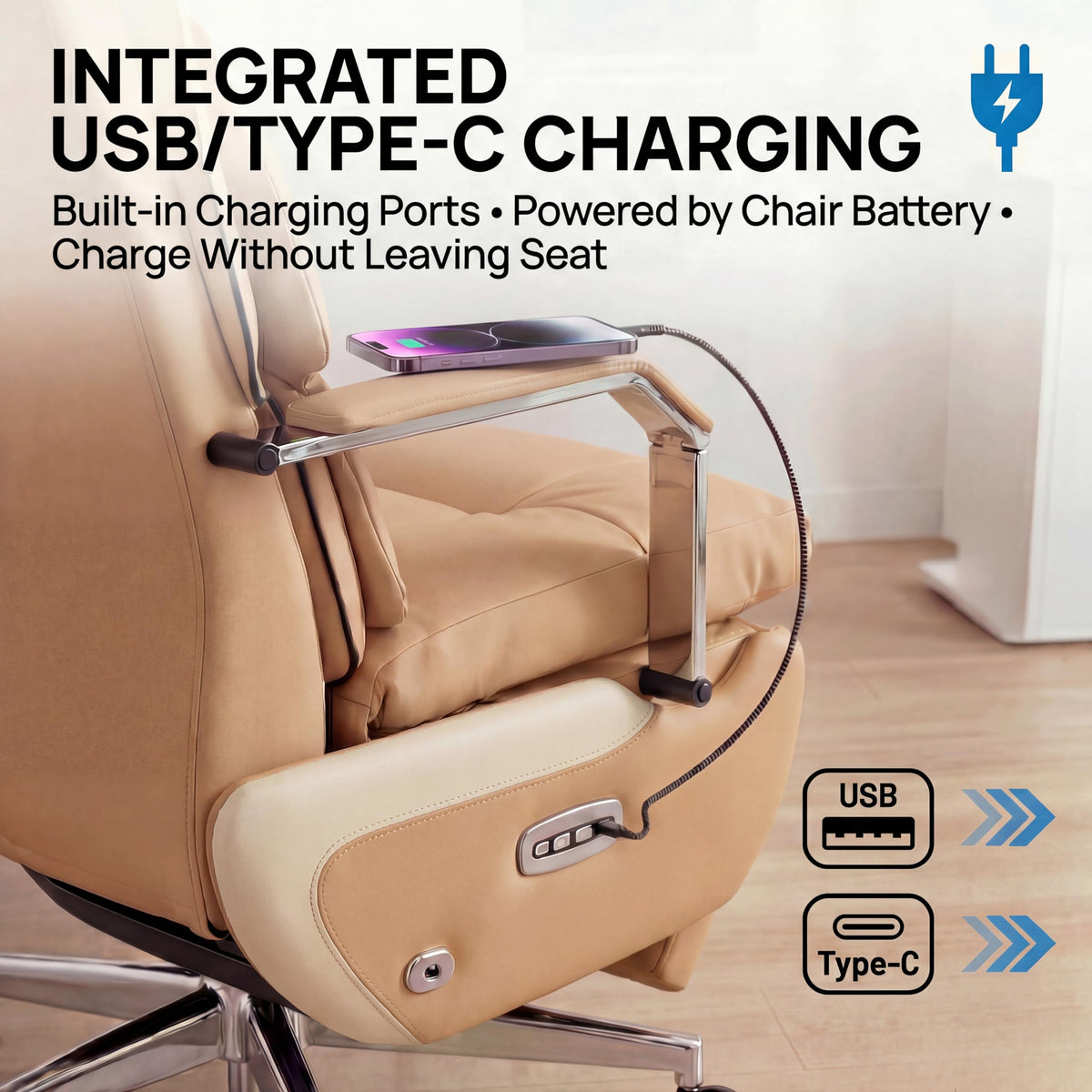 Brown Electric Big & Tall Executive Office Chair U20089