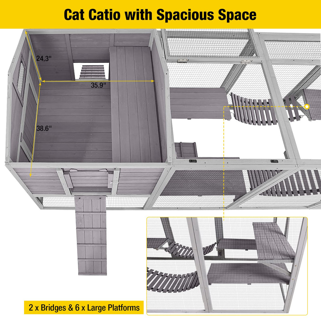 Large Outdoor Cat Enclosure with Platforms O94519