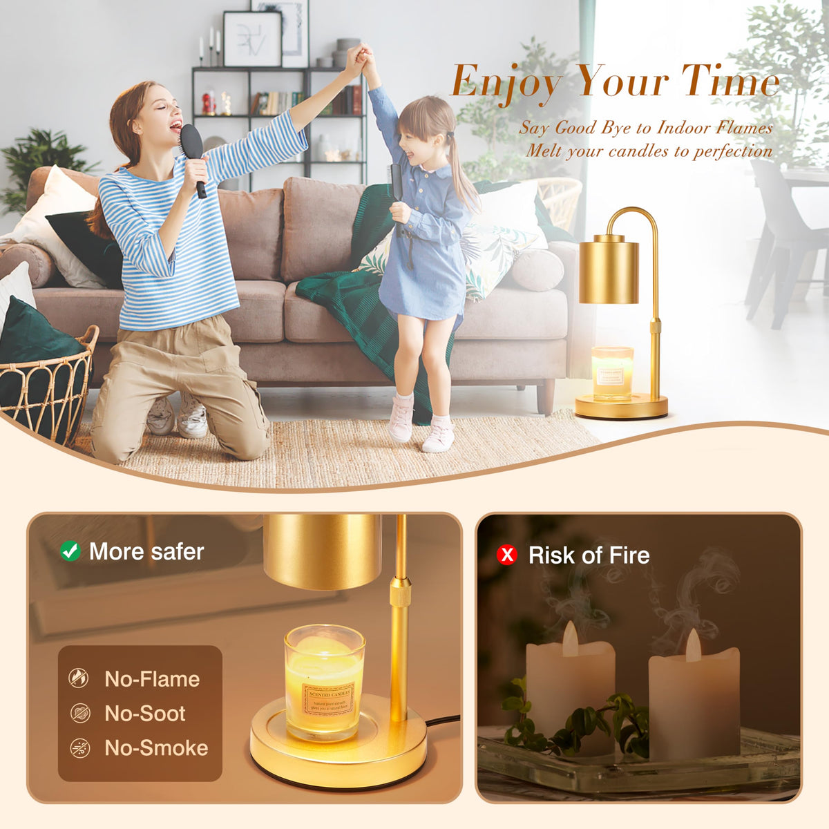 Height Adjustable Electric Candle Warmer Lamp with Timer & Dimmer S739