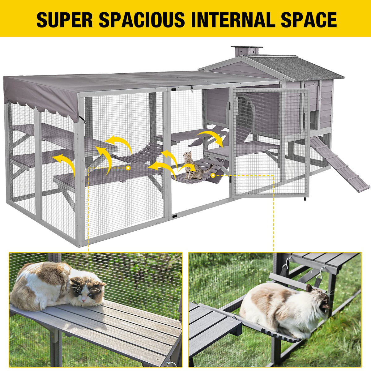 Large Outdoor Cat Enclosure with Platforms O94519