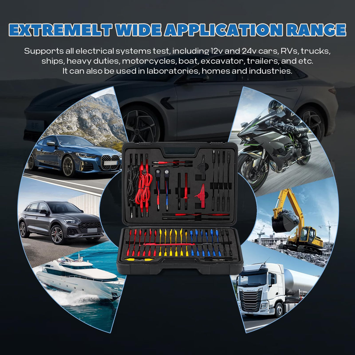 110 Pc Automotive Multimeter Test Leads Kit with Alligator Clips, Banana Plugs & Probes Z87986